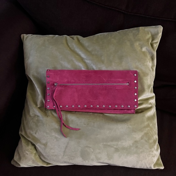 Banana Republic Handbags - Banana Republic Pink Suede Clutch